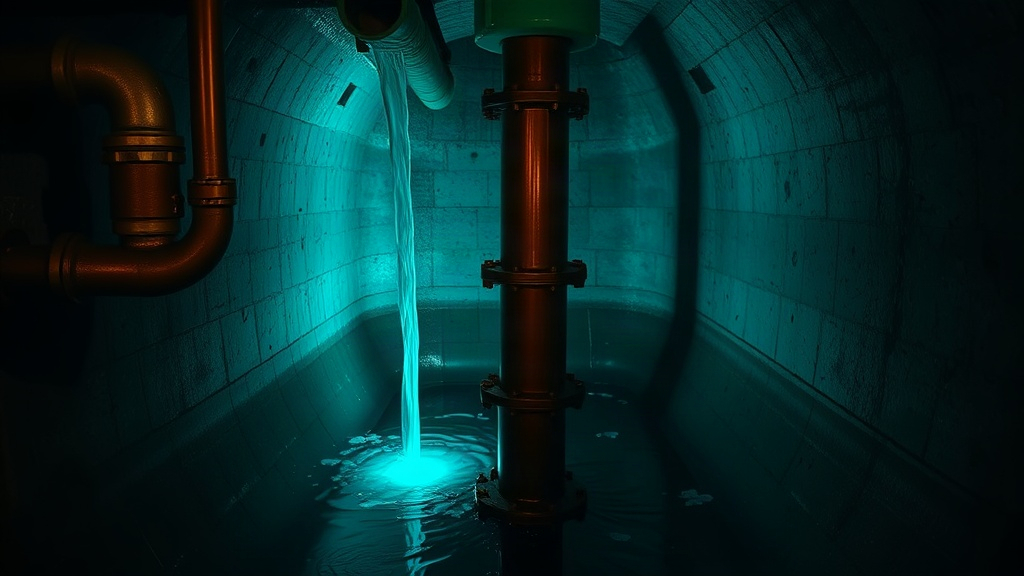 Brass pipe in a wet service shaft